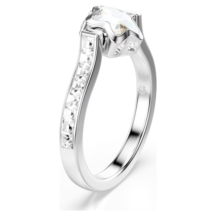 Chroma ring Mixed cuts, Star, White, Rhodium plated